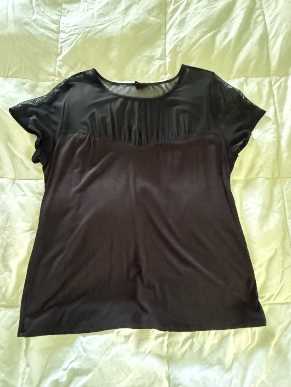 W5 Black Short-Sleeve Mixed-Media Top